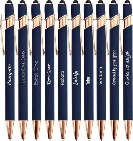 Ballpoint Pen - Touchscreen Pen - Persoonlijke Notities - 2-in-1 Functionaliteit - Pack van 10 - Koper Blauw