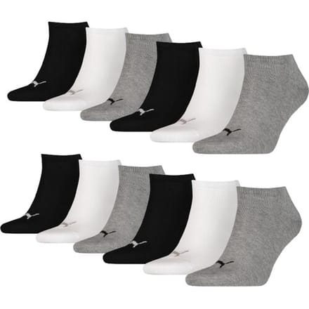 Puma Sneakersokken Plain 12-pack Zwart / Wit / Grijs-47/49