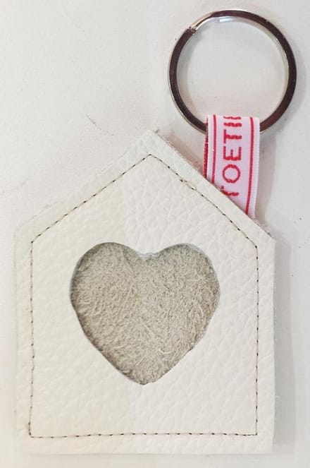 Toetie & Zo Handgemaakte Leren Sleutelhanger Huis Wit - Sleutelhouder - Leder