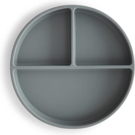 Mushie siliconen vakjes bord - Kleur Stone - Kinderservies
