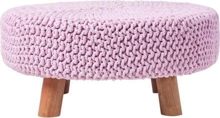 Homescapes Gebreide Voetenbank 30cm Hoog, Roze