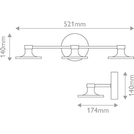 Elstead LED wandlamp Issa, goudkleurig, 52 cm, 3-lamps, metaal IP44
