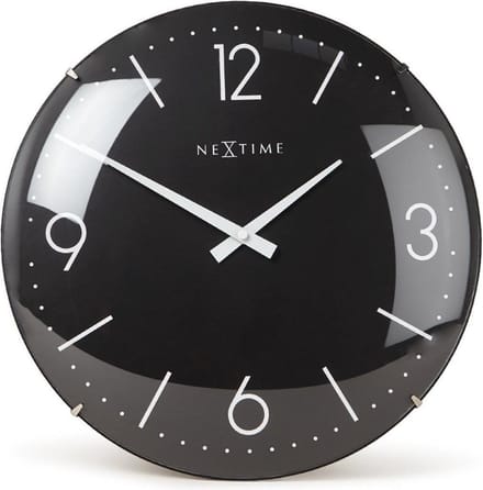 NeXtime Basic Dome – Wandklok – 35 cm – Bol Glas – Zwart