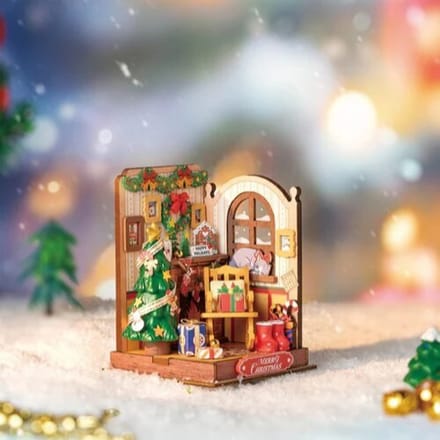 Robotime Christmas Fireplace | Miniatuurhuisje | DS041 | Knutselen | Bouwpakket | Hobby | Kerst | Creatief