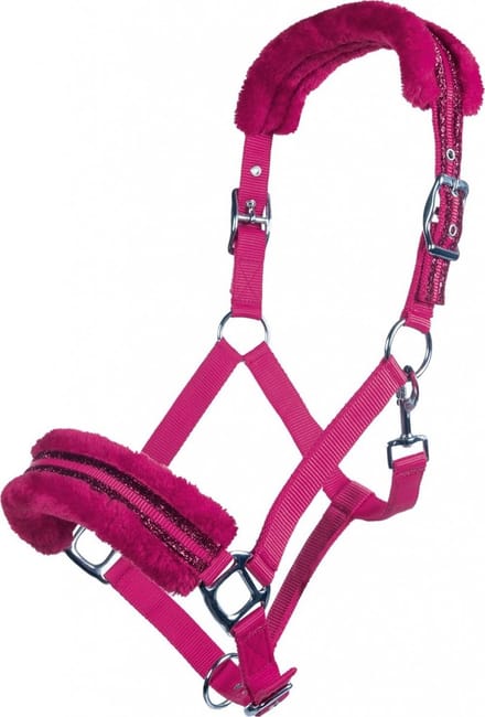 HKM nylonhalster Glitter - polarfleece voering - roze - pony