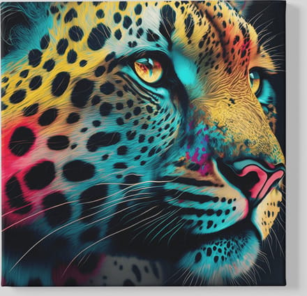 Canvas Schilderij - Wilde Dieren - Luipaard - Kleurrijk - 60x60x2 cm