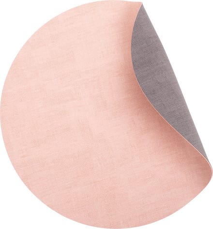 Set van 6 placemats rond - 38 cm - 6 persoons - dubbelzijdig roze met grijs - lederlook - Kade 171 placemats - hip en trendy