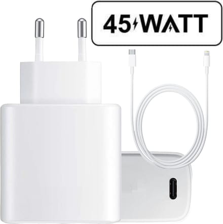 Snellader geschikt voor iPhone + Lightning kabel 3 meter - Usb C adapter 45w - Met oplaadkabel geschikt voor iPad / iPhone 14 13 12 11 X