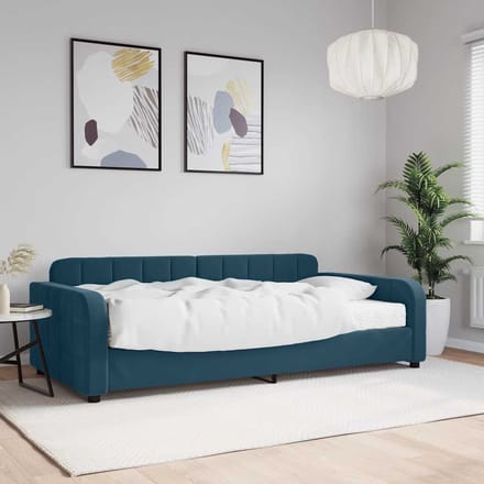 vidaXL - Slaapbank - met - matras - 100x200 - cm - fluweel - blauw