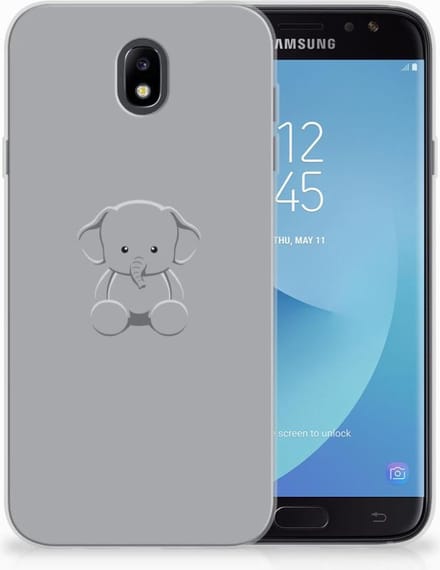 Samsung Galaxy J7 2017 | J7 Pro Telefoonhoesje met Naam Grijs Baby Olifant
