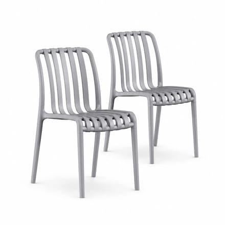 DS4U® - Max tuinstoel - Set van 2 - Grijs - Kunststof - Stapelbaar