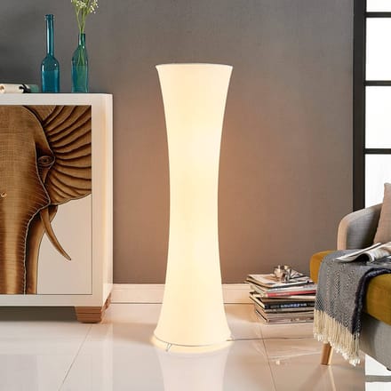 Lindby - vloerlamp - 2lichts - Stof, metaal - H: 123 cm - E27 - wit
