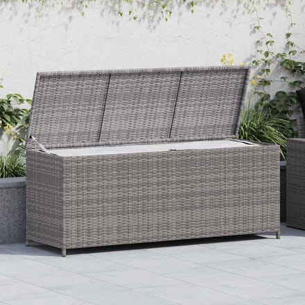vidaXL - Tuinbox - 150x50x60 - cm - poly - rattan - grijs
