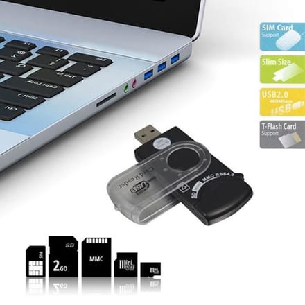 Universele 14-in-1 USB-lezer voor het lezen van SIM- en SD-kaarten...