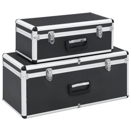 Ensemble de boîtes de rangement 2 pièces Aluminium Noir