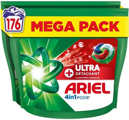 Ariel 4in1 Wasmiddel Pods Ultra Vlekverwijderaar - 176 stuks (2x88)