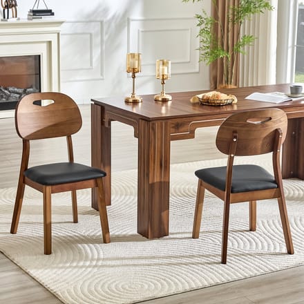 Eetkamerstoel - Onbekend - Ovale rugleuning houten stoel met handgreep design gestoffeerd - Set van 2 - Onbekend - Onbekend