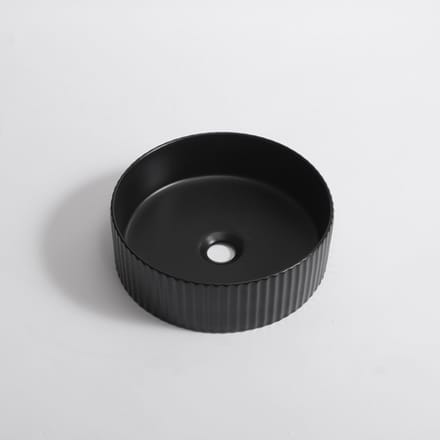 FugaFlow Efficiente Arredo waskom - 36x36x12.5 - geribbeld - rond - keramiek - zwart mat