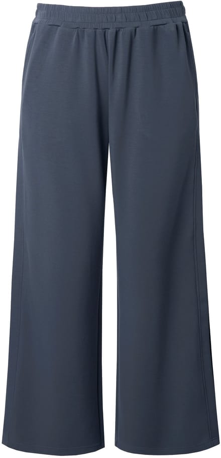 Ulla Popken - Dames - Trainingsbroek zijsplit wijde pijpen elastische tailleband - Vulkaangrijs - Maat 46+
