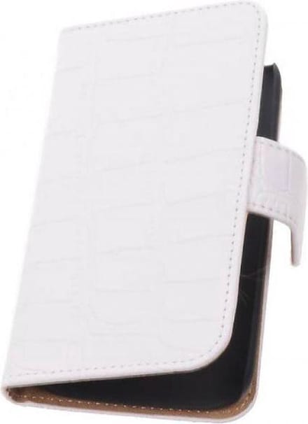 Croco Bookstyle Wallet Case Hoesje Geschikt voor Nokia 6 Wit