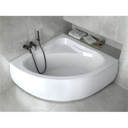 Hoekbad MIA 130x130 met acrylschort   Afvoer &amp; poten GRATIS!