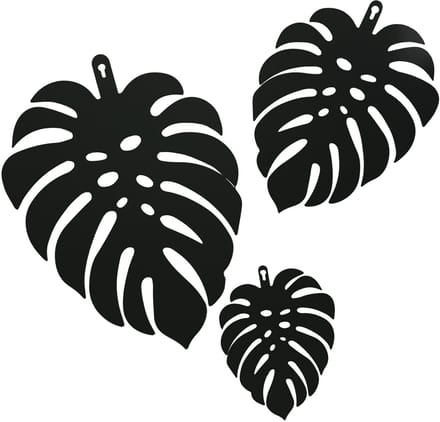 UNUS® Wandhanger monstera bladeren metaal set van 3 verschillende formaten zwart