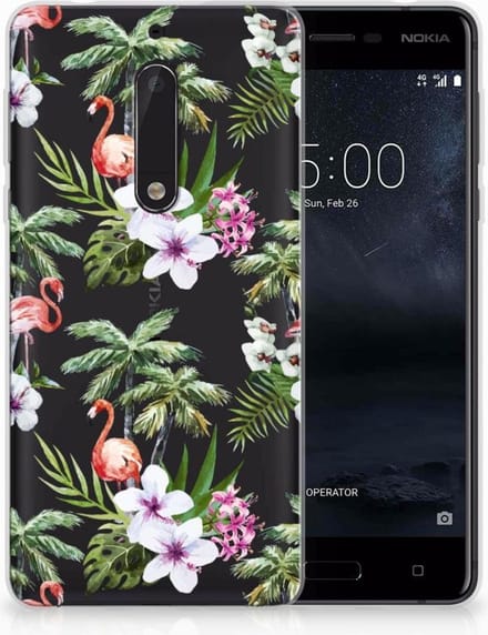 Nokia 5 TPU Hoesje Flamingo Palms