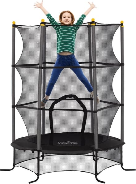 Kindertrampoline Ø 1,63 m - veiligheidsnet, ritsdeur, 6 gevoerde palen, geschikt vanaf 3 jaar