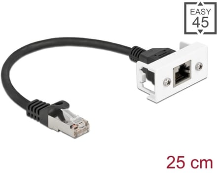 Delock Network Extension Cable for Easy 45 Module S/FTP RJ45 plug to RJ45 jack Cat.6A 25 cm black
