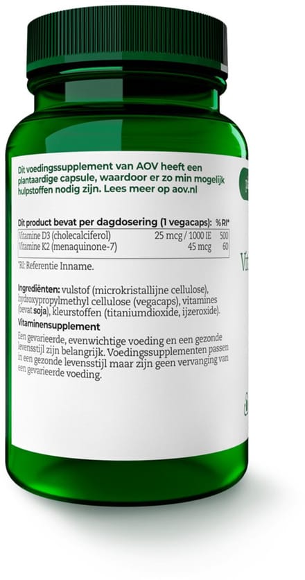 AOV - 421 Vitamine D3 & K2 - 2 x 60 vegacapsules - Voordeelverpakking