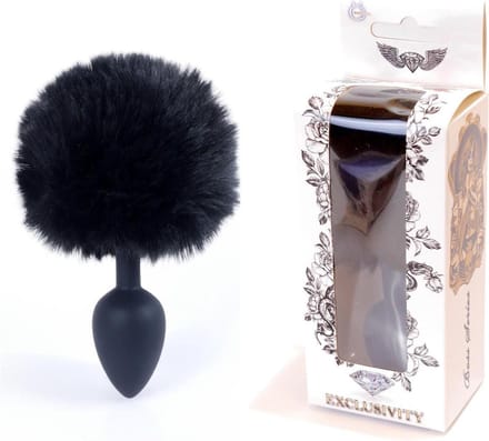 Bossoftoys - Black Silicone Anal Plug With Bunny Tail Black - Length 6,5 Cm - Dia 2,7 Cm - 64-00100 - gave Cadaubox