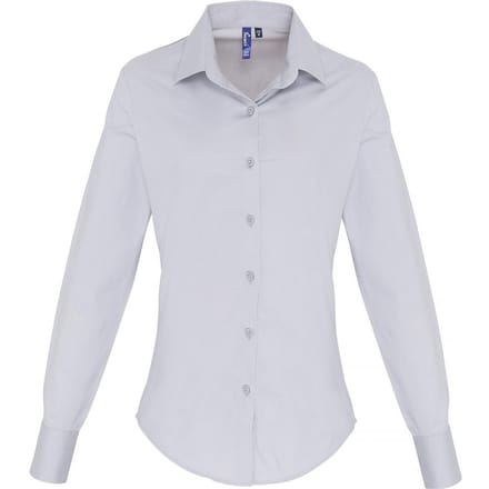 Premier Dames/Dames Popeline Stretch Shirt Met Lange Mouwen (Zilver)