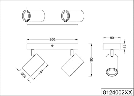 Plafondlamp metaal zwart GU10 met draaibare spots