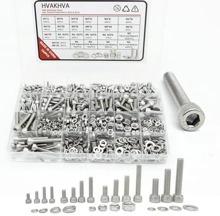 Schroevenset Assortiment M3/M4/M5/M6 - 1160 Zeskantschroeven, Cilinderschroeven, Moeren en Sluitringen - Roestvrijstaal