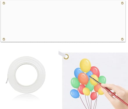 Grote Witte Polyester Banner 300 x 100 cm voor DIY Schilderingen, Bruiloften en Feestjes met 10 m Ophangkoord