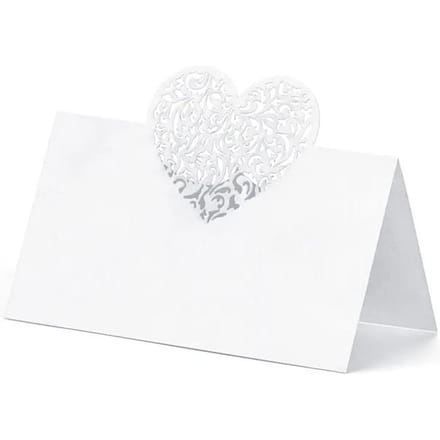 Partydeco Plaatskaartjes hart - 10 stuks