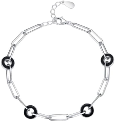 Armband zilver met zwarte ringen