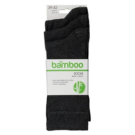 Bamboe sokken basic - Antraciet - 3-Pak - Maat 43/46