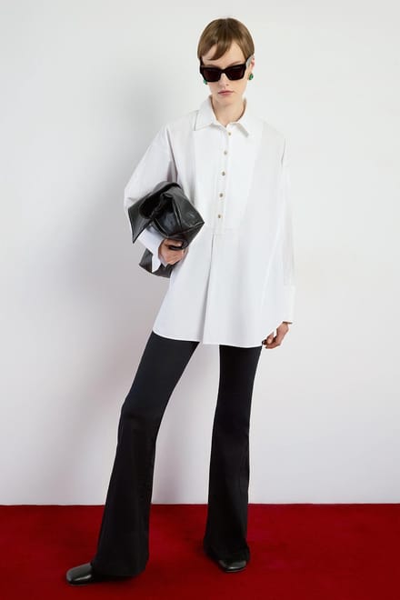 Touché Privé - Oversized poplin tuniek met gouden knopen - Wit - Dames
