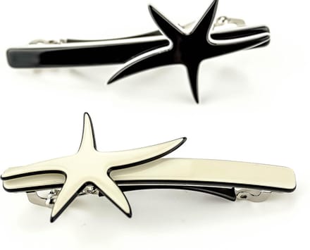 2-set, Haarspeld Ster | Haaraccessoire in Eco-componenten, zwart & wit.