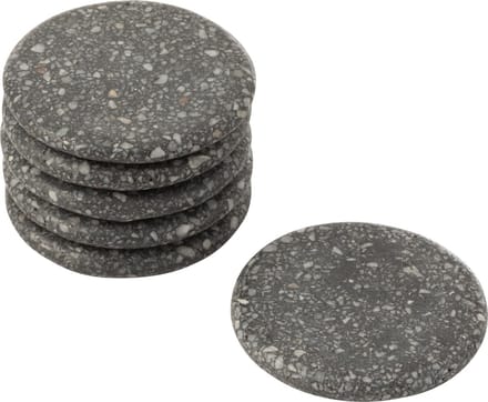 J-Line onderzetter Marmer - steen - grijs - 6 stuks