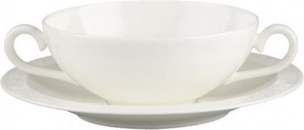 Villeroy & Boch White Pearl bouillonkop + schotel