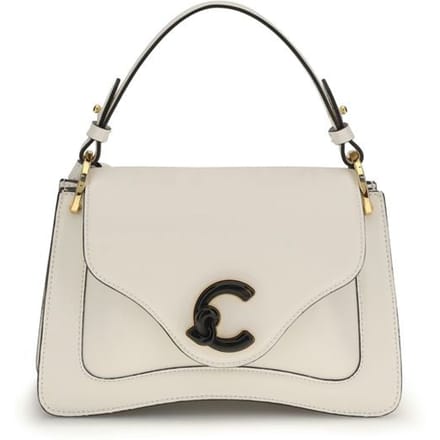 COCCINELLE Leren schoudertas handtas C-Me Calf & Marb Handbag Pearl crème