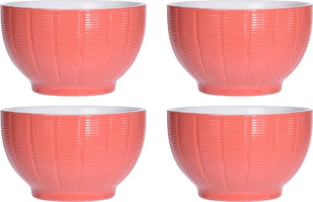 Excellent Houseware Soepkommen/serveer schaaltjes - 4x - Venice - keramiek - D14 x H8 cm - steenrood