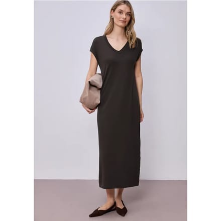 Midi-jurk met V-hals in een gebreide look