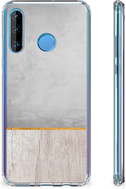 Huawei P30 Lite Stevig Telefoonhoesje Wood Concrete