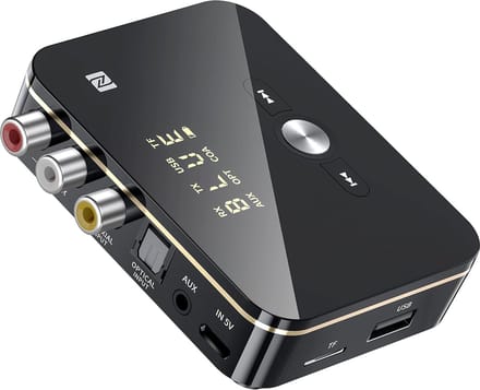 DrPhone DBR5 – 2-in-1 NFC Bluetooth 5.0 Adapter – Zender & Ontvanger – AUX / RCA / Optisch / Coaxiaal – USB & MicroSD – Voor TV, PC, Auto & Speakers