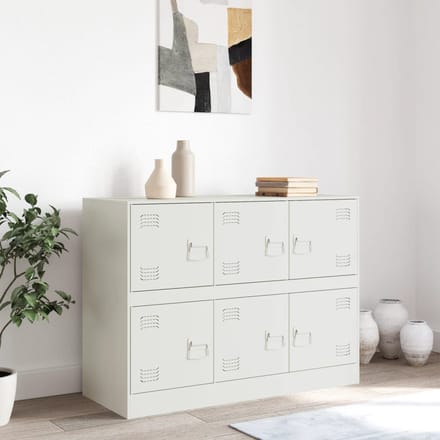 vidaXL - Dressoir - 99x39x73 - cm - staal - wit