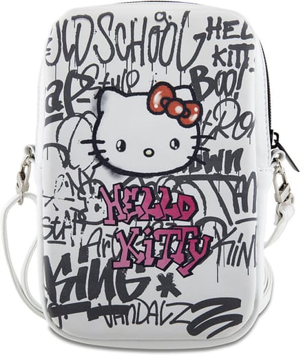 Hello Kitty Graffiti Heuptas met Riem - (Geschikt voor toestellen tot 7 Inch) - Wit
