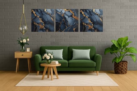 Drieluik Canvas Schilderij Marmer Goud – Abstract Luxe Wanddecoratie - 3x100x100 cm